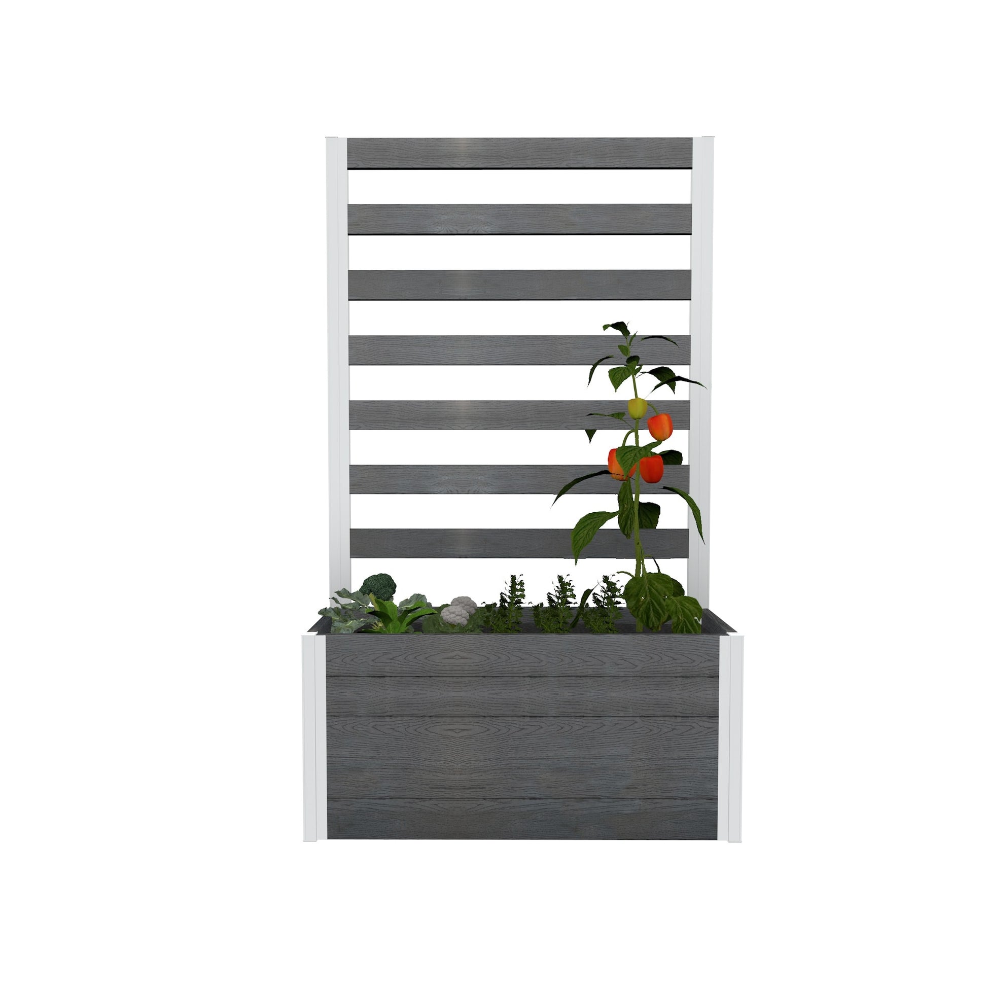 Vita Rectangle 16.25-in W x 38.88-in L Gray PVC vinyl Outdoor Planter