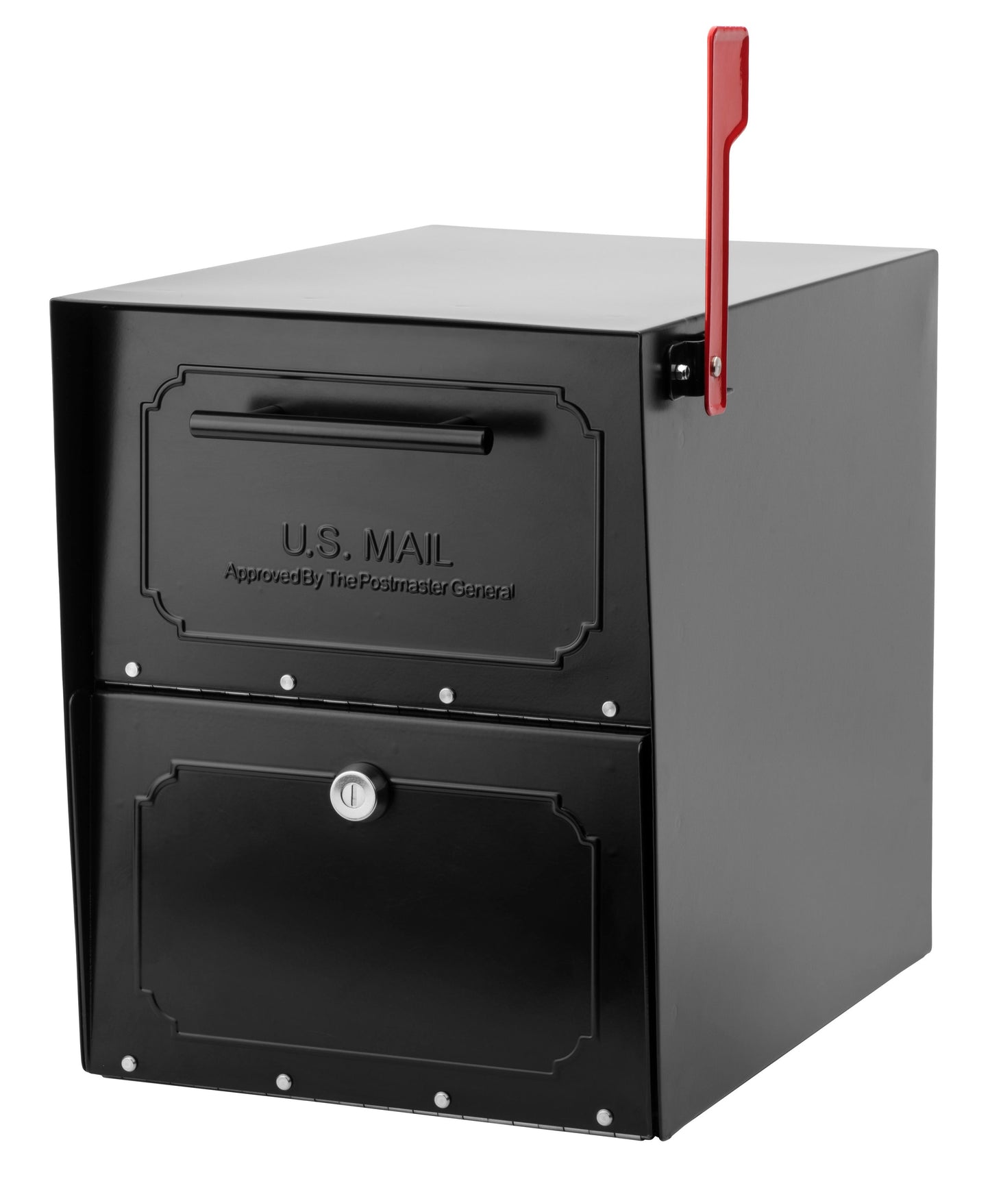 Architectural Mailboxes Post Mount Black Metal Extra Large Lockable Mailbox 620020B-10