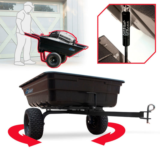 OxCart 12-cu ft Poly Dump Cart, Convertible to Push, 750 lbs. Load Capacity, Hydraulic Lift-Assist GTMZ208192P