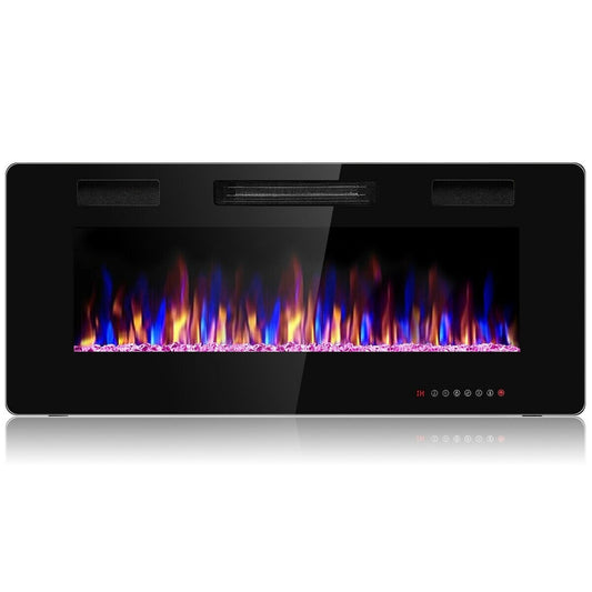 Clihome 42-in W Black Wall mount Fan-forced Wall-mount Electric Fireplace with Remote Control Included