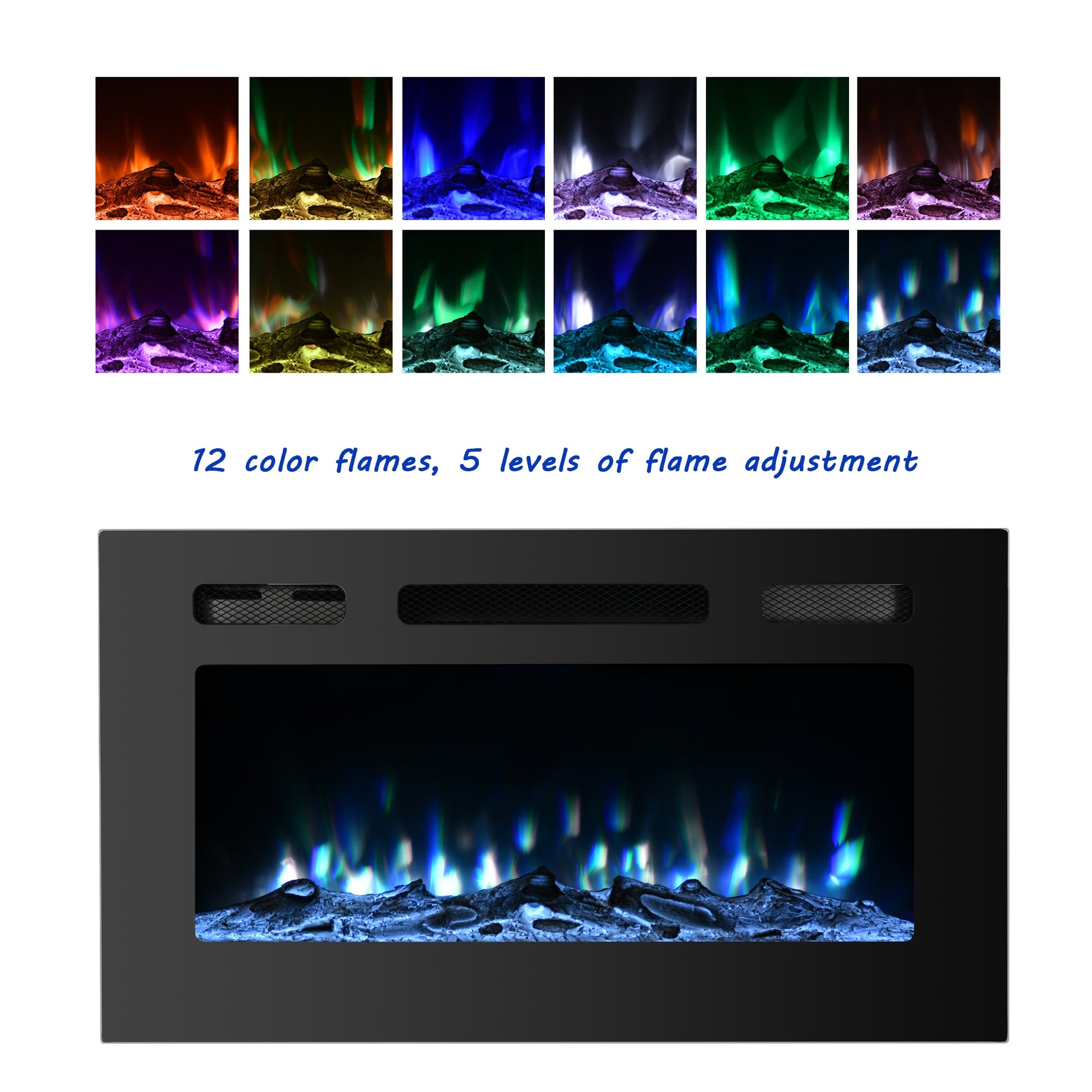 GZMR 30-in W Black LED Electric Fireplace GZWF-EF30R