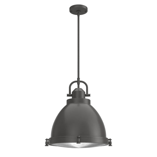 Hunter Bridgemoor 3 -Light Noble Bronze Industrial Ribbed glass Bell Medium Hanging Pendant light