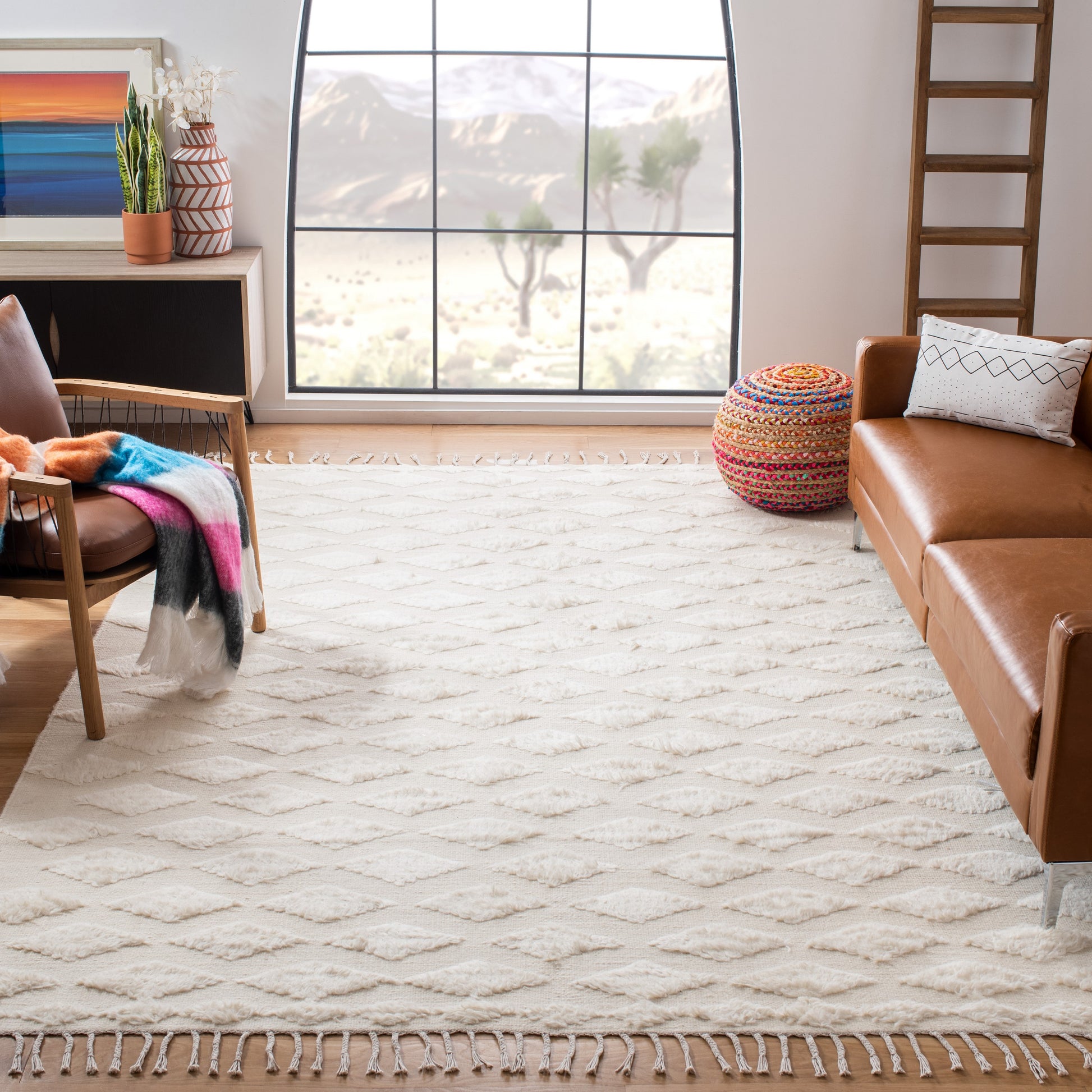 Safavieh Casablanca Nassjo 8 x 10 (ft) Wool Ivory Rectangular Indoor Geometric Moroccan Area rug