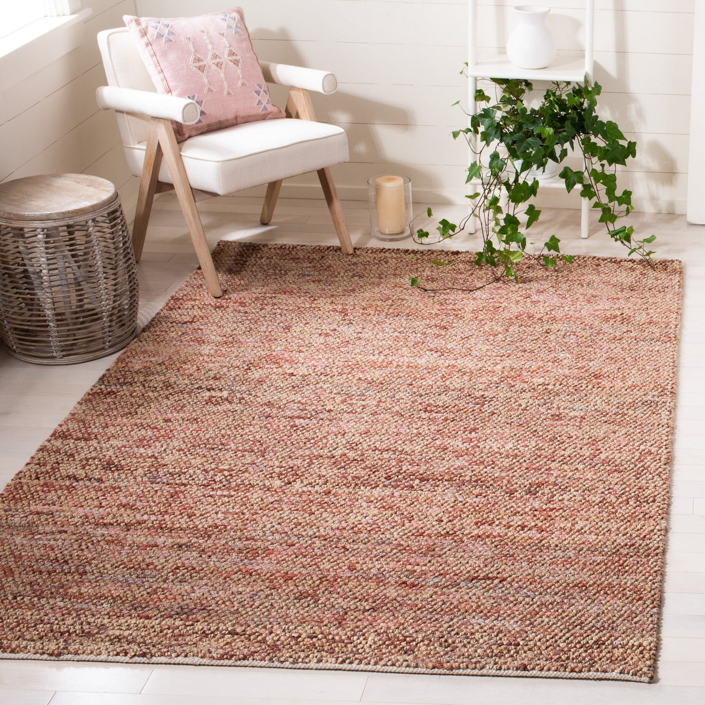 Safavieh Bohemian Maricica 8 x 10 (ft) Jute Natural/Pink Rectangular Indoor Distressed/Overdyed Farmhouse/Cottage Area rug