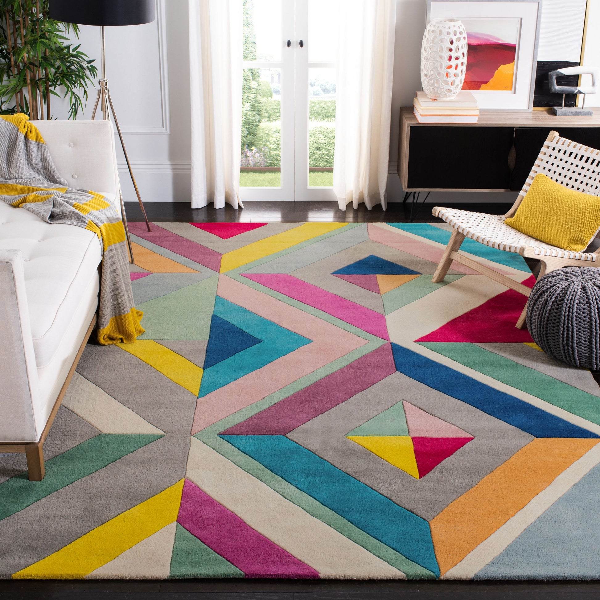 Safavieh Fifth Avenue Stephany 8 x 10 (ft) Tufted Wool Gray/Multi Rectangular Indoor Abstract Bohemian/Eclectic Area rug