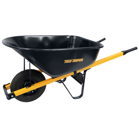 True Temper 6-cu ft 1 Wheel Steel Push Wheelbarrow Flat-Free Tire R6STFFEC