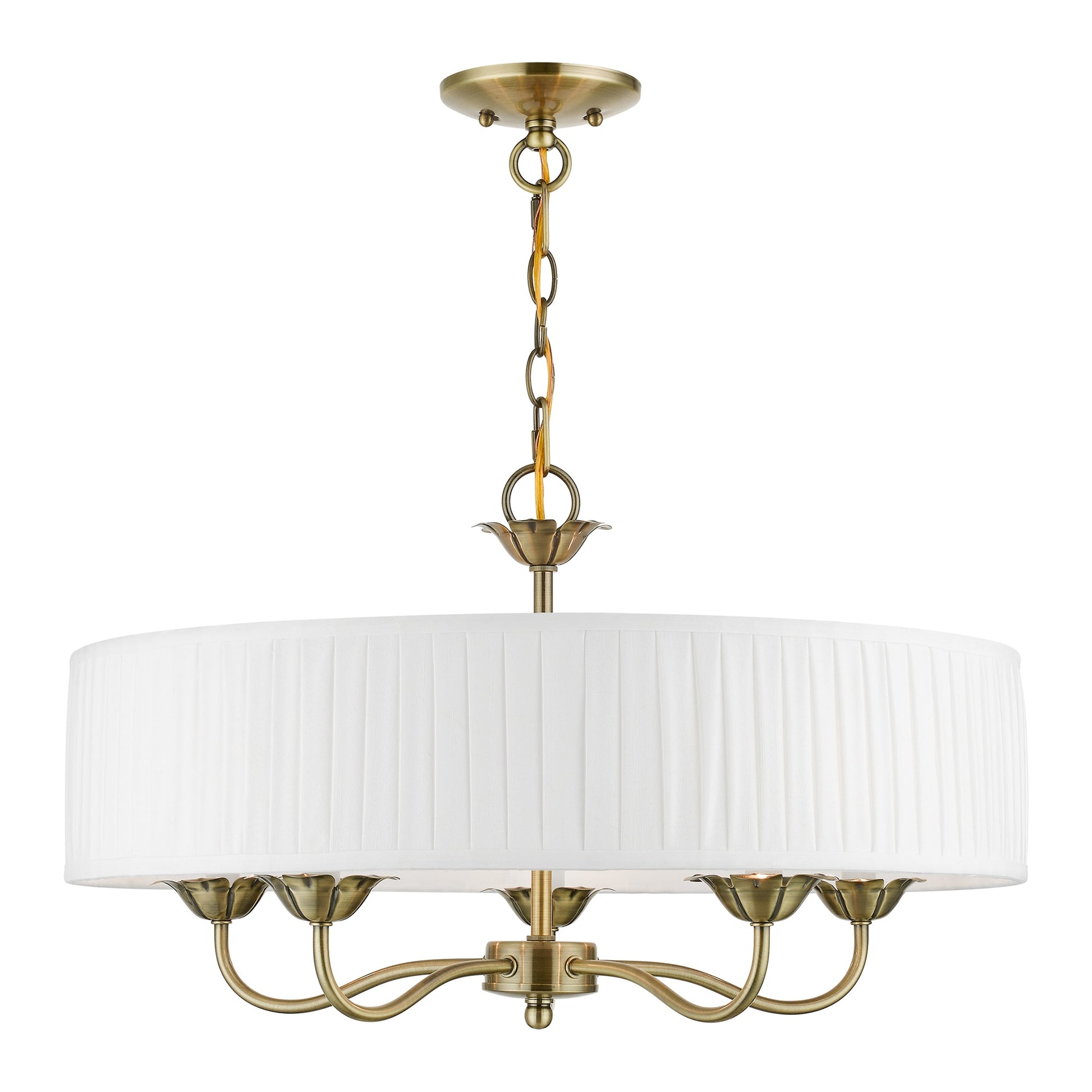 Livex Lighting Edinburgh 5 -Light Antique Brass Transitional For Use in Bathrooms, Bedrooms, Dining Rooms, Foyers, Kitchens, Living Rooms Chandelier