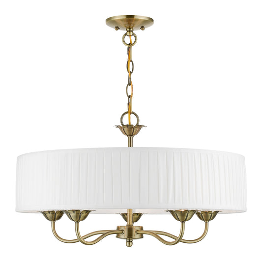 Livex Lighting Edinburgh 5 -Light Antique Brass Transitional For Use in Bathrooms, Bedrooms, Dining Rooms, Foyers, Kitchens, Living Rooms Chandelier
