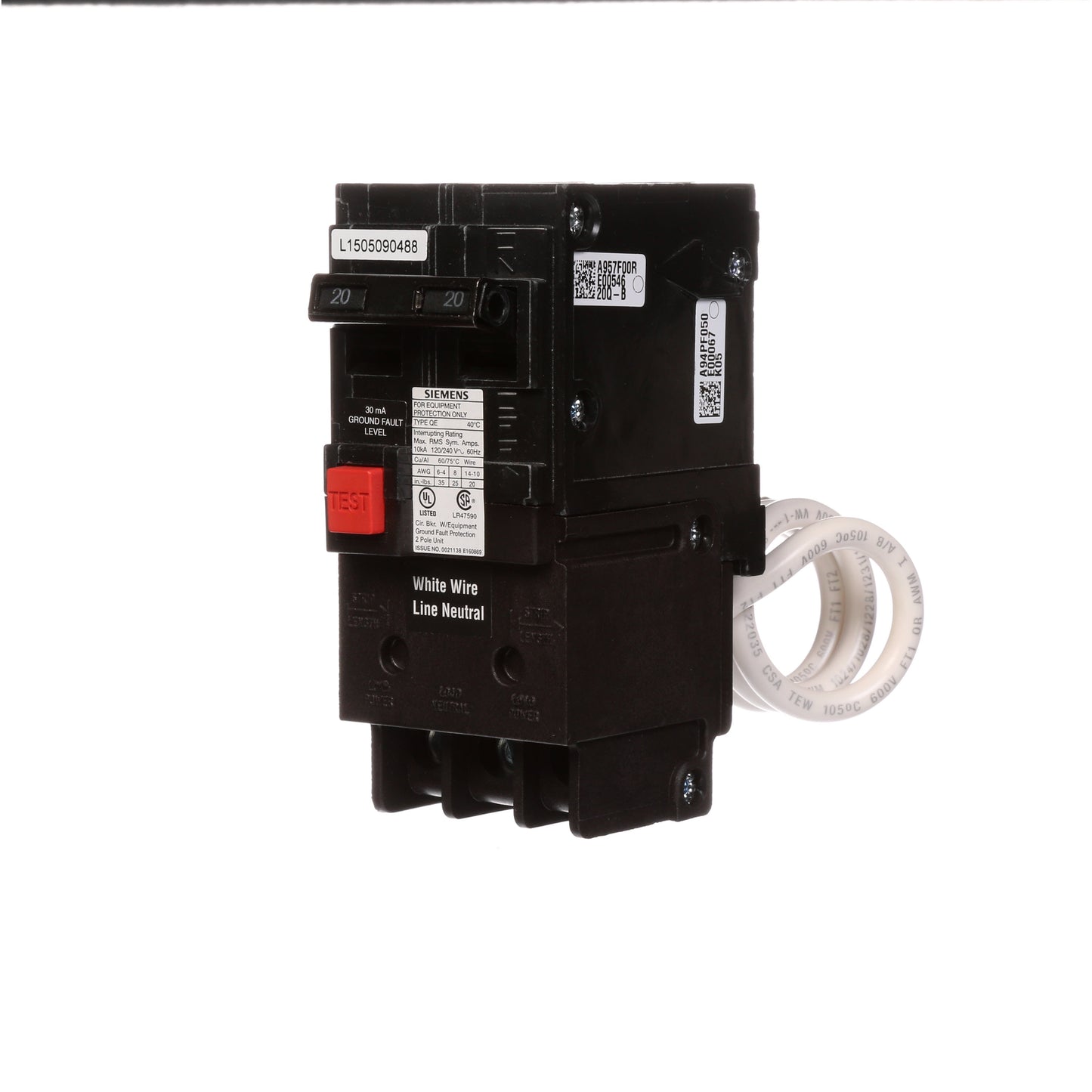 Siemens 20-amp 2 -Pole GFCI Circuit Breaker