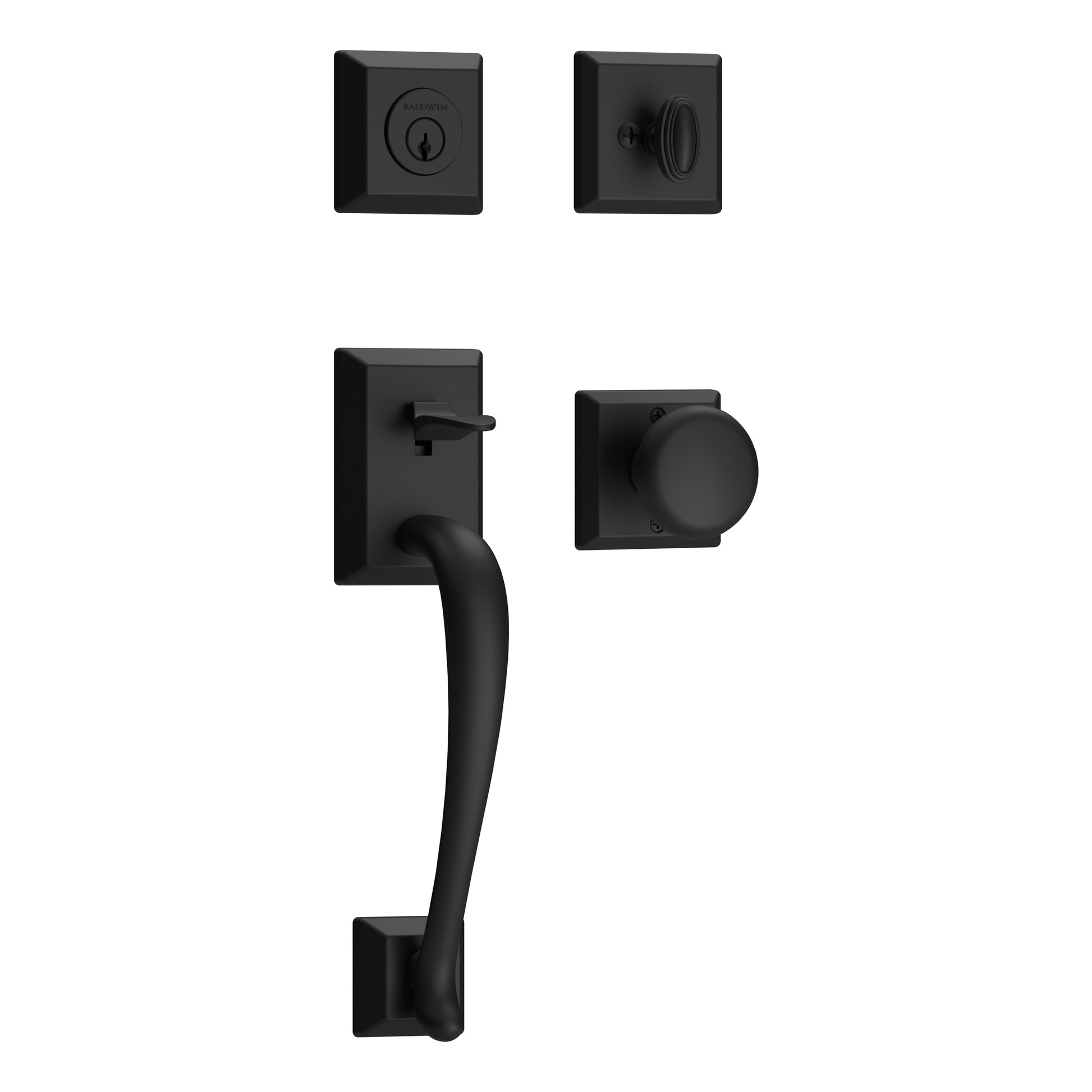 Baldwin Reserve Satin Black Single Deadbolt Keyed Entry Door Handleset Knob SCNAPXROUTSR190