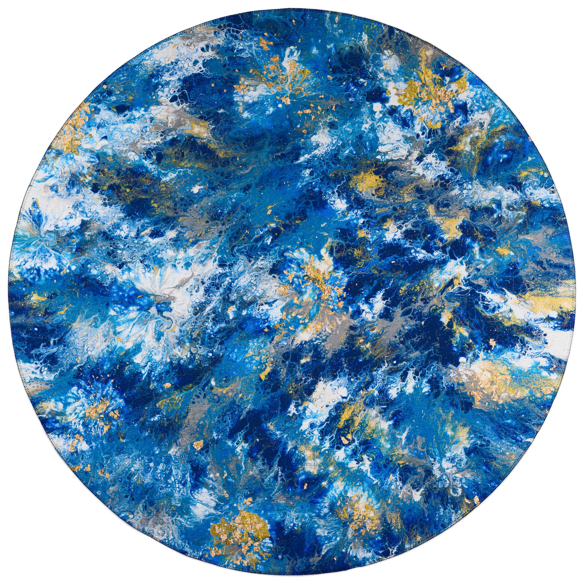Addison Rugs Karina 8 x 8 (ft) Blue Round Indoor/Outdoor Abstract Bohemian/Eclectic Area rug