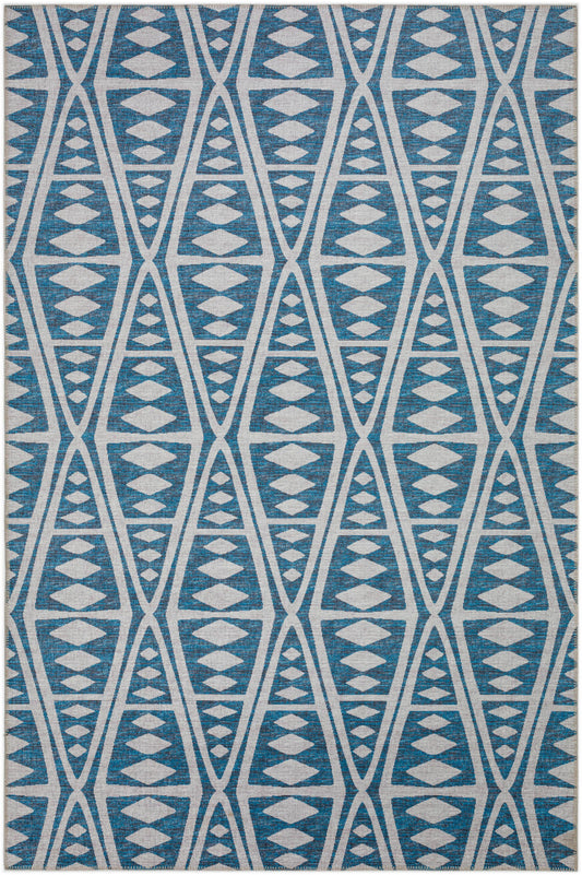Addison Rugs Yuma 9 x 12 (ft) Blue Rectangular Indoor/Outdoor Geometric Moroccan Area rug