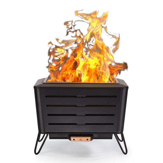 TIKI TIKI Fire Pit 21.5-in W Black Steel Wood-Burning Fire Pit