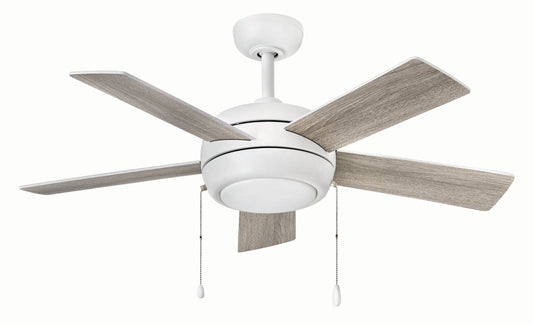Hinkley Croft 42-in Chalk White with Chalk White, Weathered Wood Blades Integrated LED Indoor Smart Ceiling Fan with Light (5-Blade) 904042FCW-LIA