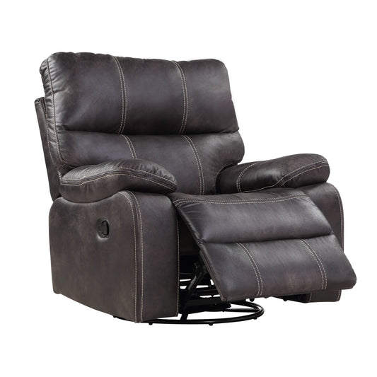 Lorino Home Kimberly Dark Graphite Polyester Upholstered Swivel Recliner