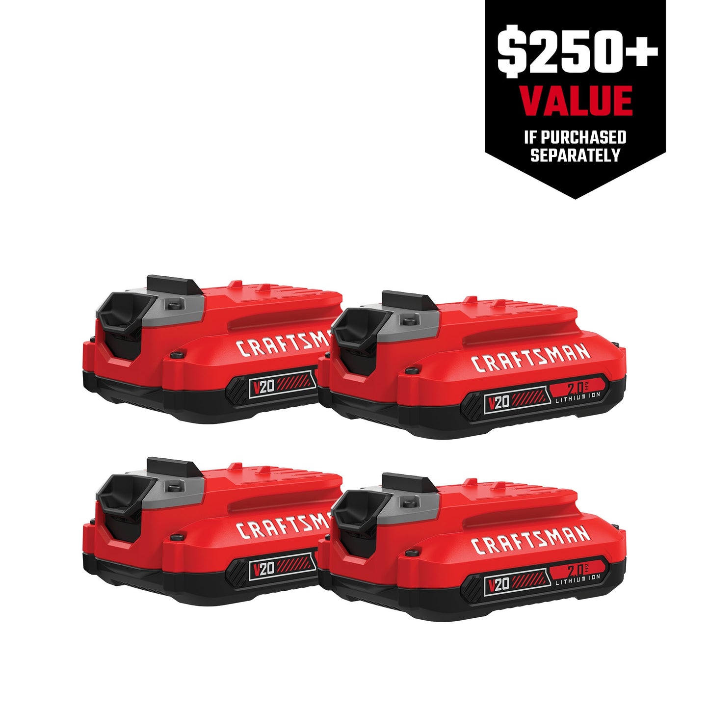 CRAFTSMAN V20 20-V 4-Pack Lithium-ion Battery Kit (2 Ah) CMCB202-4