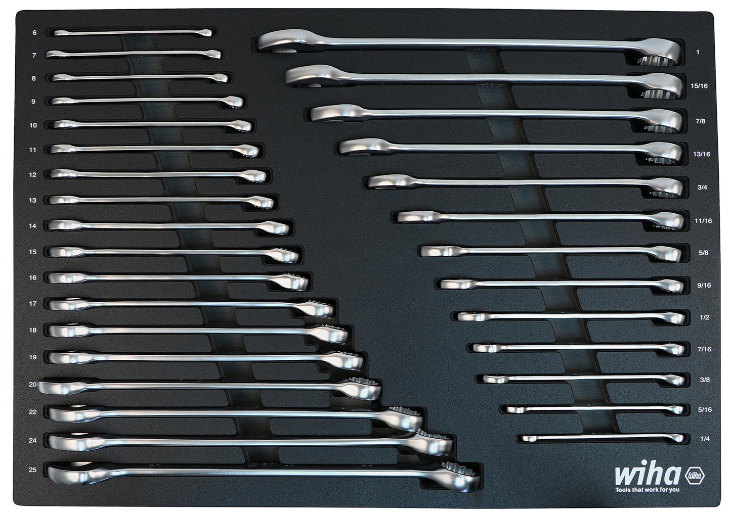 Wiha 31-Piece Set 12-point (SAE) and Metric Combination Standard Combination Wrench 30492