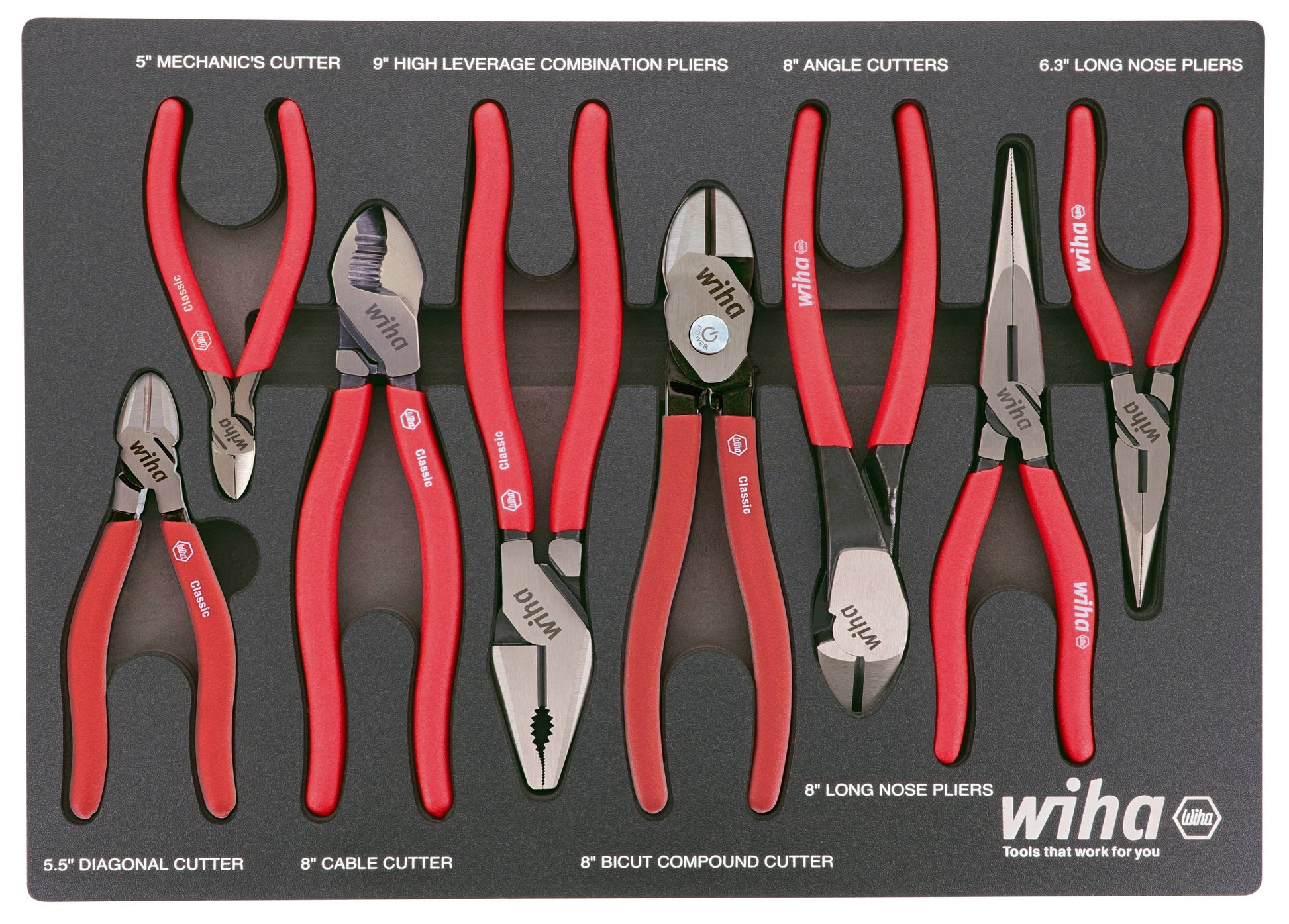 Wiha Classic Grip 8-Pack Assorted Pliers with Hard Case 34682