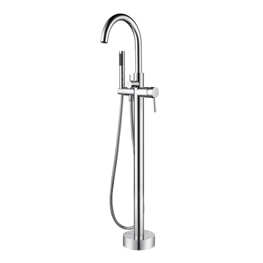 PULSE Chrome 1-handle Freestanding High-arc Bathtub Faucet with Hand Shower ( Valve Included )