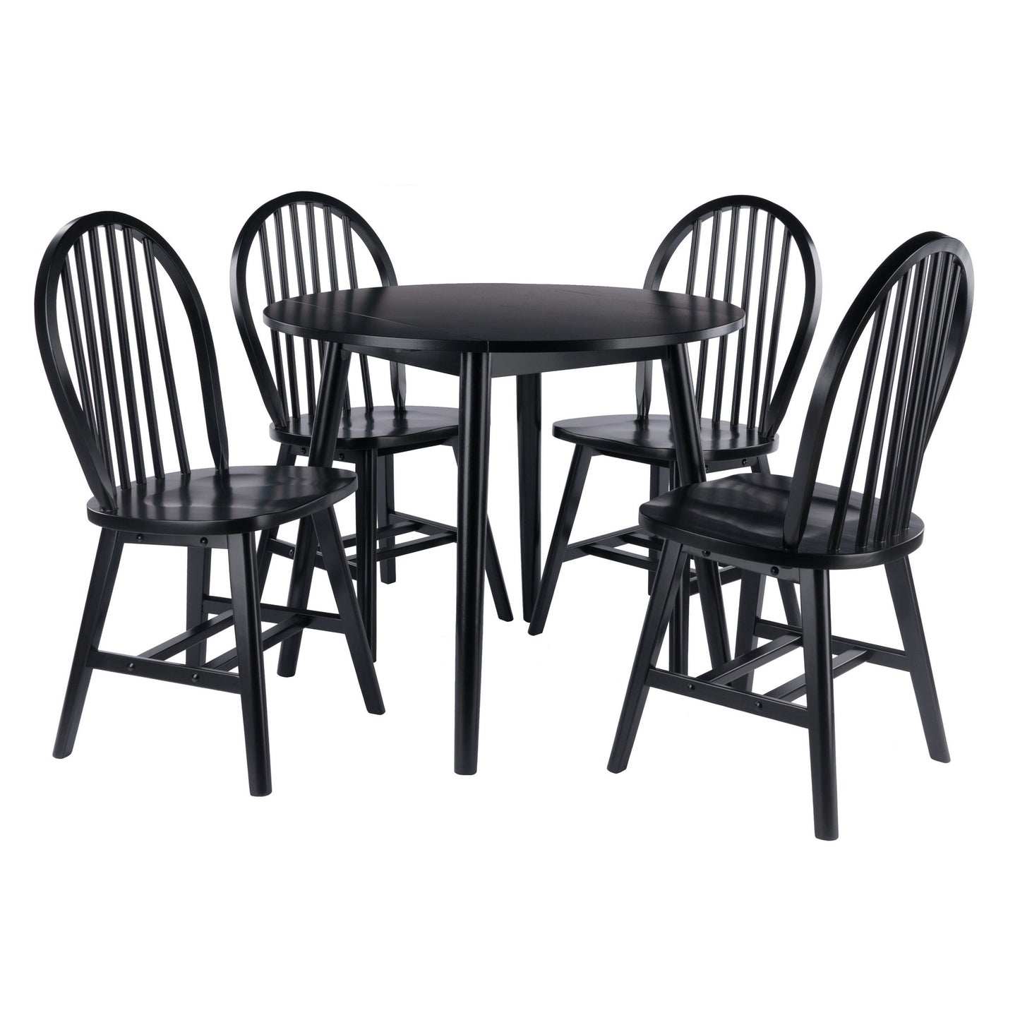Winsome Wood Moreno Black Transitional Dining Room Set with Round Table ( Seats 4 )