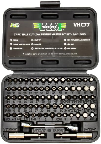VIM Tools VHC77 '77-Piece' Half Cut Stubby Bit Set, 3.17-ukgja-985