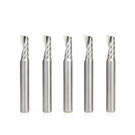 Amana Tool 51402-5 5-Pack CNC SC Spiral O Single Flute Aluminum Cutting 1\/4 D x 5\/8 CH x 1\/4 SHK x 2 Inch Long Up-Cut Router Bits withMirror Finish