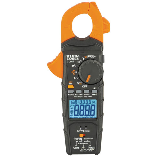 Klein Tools CL445 HVAC Clamp Meter, Auto-Ranging TRMS, NCVT, Measures Voltage, Current, Temperature, Micro Amps, InRush and More