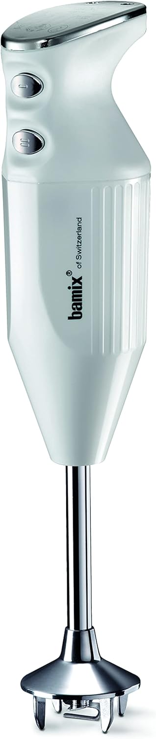 Bamix M150 DeLuxe Immersion Hand Blender – Light Grey – 3 Stainless Steel Interchangeable Blades – 50W 120V 60Hz with US-plug – Includes 3 Blades, Dry Grinder, Table Stand, and Recipe Booklet