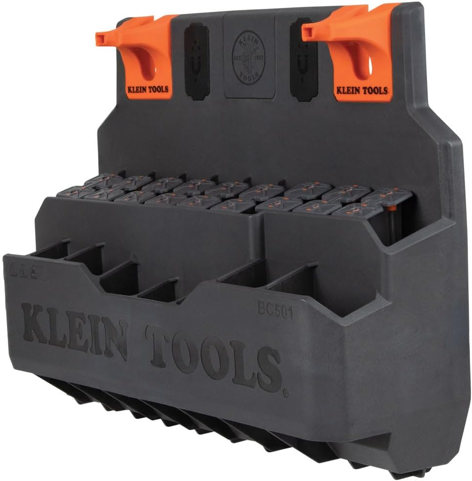 KLEIN TOOLS BC501S S-Hook Hard Tool Storage Module, 18 Compartments, Magnetic, Optional S Hooks Secure Module to Aerial Utility Buckets