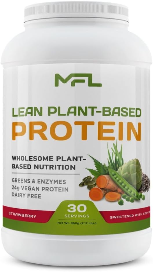 MUSCLE FOOD LABS MFL Vegan, Plant-Based Protein Powder l Gluten Free l Non Dairy l Non GMO l Lactose Free l Keto-Friendly | 2.12 lbs (Strawberry)