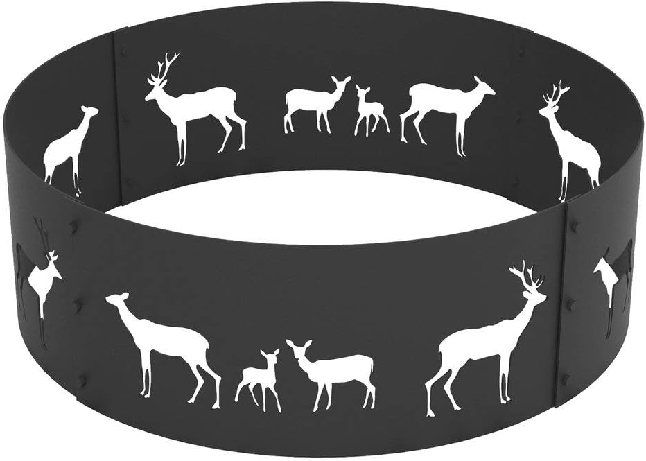 Blue Sky Outdoor Living FR36ELK01 36" Round Elk Design Fire Ring, Black