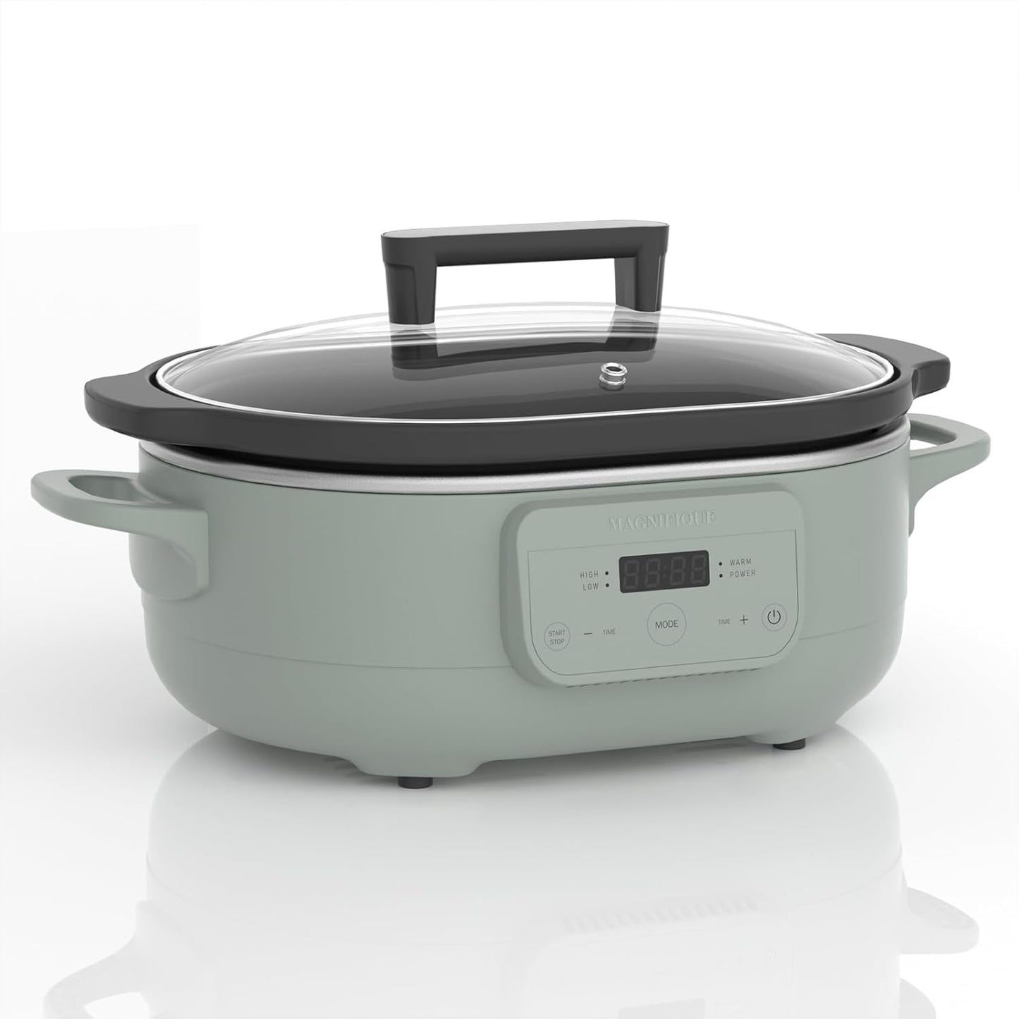 6 Quart Programmable Slow Cooker Removable Healthy Nonstick Pot - Small Kitchen Appliance for Family Dinners - Serves 6+ People - Heat Settings: Keep Warm Olive