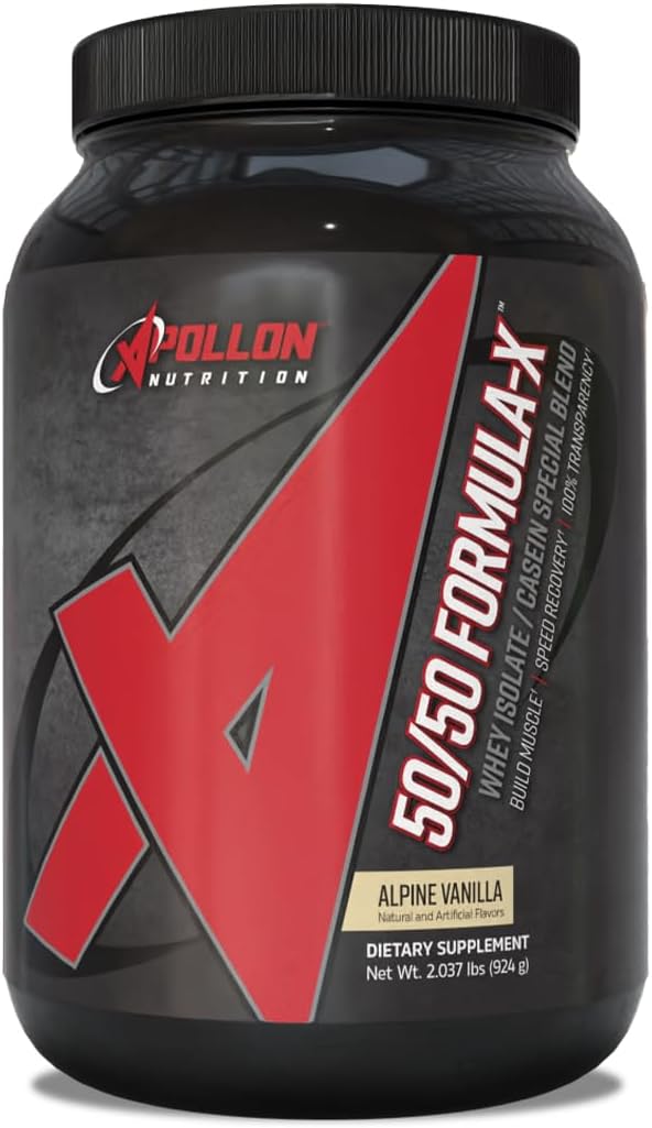Apollon Nutrition 50\/50 Formula-X | Whey Isolate and Casein Protein | 2 lb (Alpine Vanilla)