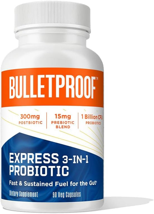 Bulletproof Express 3-in-1 Probiotic, 90 Count, Supplement for Fast and Sustained Gut Health