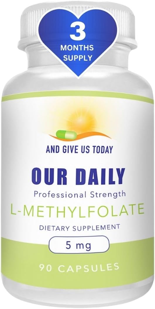 Our Daily Vites L-Methylfolate 5 mg \/ 5000 mcg Maximum Strength Active Folate, 5-MTHF, Filler Free, Gluten Free, Non-GMO, Vegetarian Capsules 90 Count (3 Month Supply)