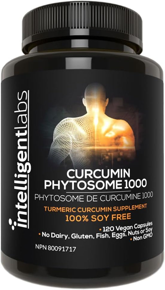 Intelligent Labs 1000MG Meriva Curcumin Phytosome, 2900% Better Absorbed Than Ordinary Turmeric Curcumin 100% Soy Free, 120 Capsules Per Bottle