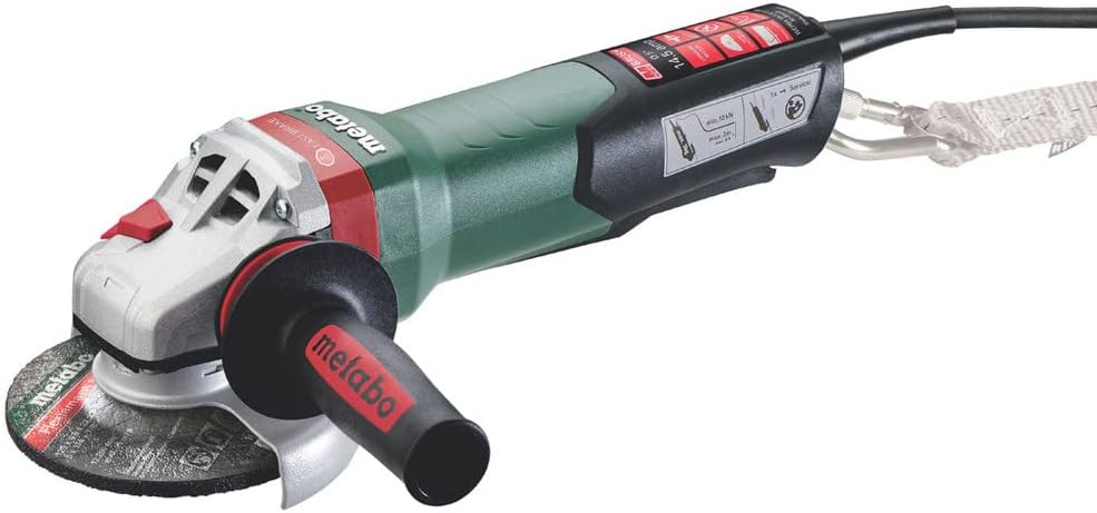 Metabo 5-Inch Angle Grinder | 11,000 RPM | 15 Amp | Paddle Switch | Electronics | Safety Clutch | M-Quick Wheel Change | Mechanical Brake | Auto-Balancer | M Brush | WEPBA 19-125 Q DS M-Brush