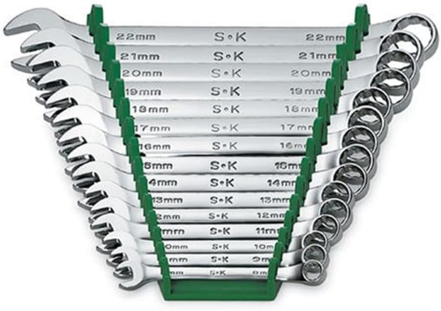 SK Tools USA 15 Piece, Regular, 12 Point, Metric SuperKrome® Combination Wrench Set" 8MM - 22MM | 86265