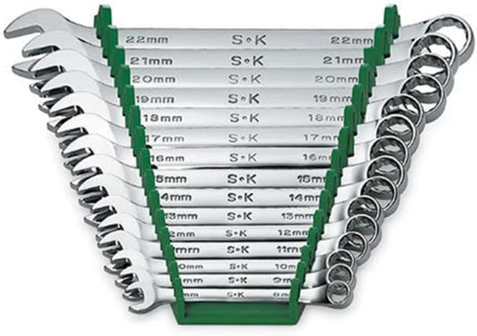 SK Tools USA 15 Piece, Regular, 12 Point, Metric SuperKrome® Combination Wrench Set" 8MM - 22MM | 86265