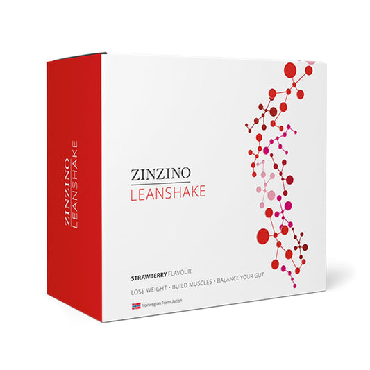 Zinzino LeanShake Strawberry - Whey Protein Powder for Healthy Body Balance, Muscle Building & Gut Health - Lean Body Protein Shake - (16 x 30g)