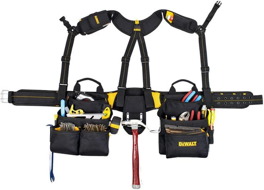 DEWALT DG5617 20-Pocket Pro Framer's Combo Apron Tool Belt and Yoke-style Suspenders Black