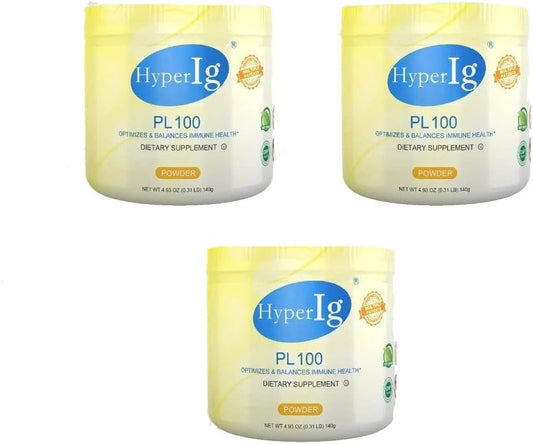 PL-100 Egg Protein Powder, Hyperimmune Egg Supplements, 140g - Immune Boost, Digestive Health, Joint Care, Energy & Muscle Strength, Gluten-Free 3 Canisters