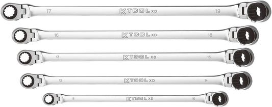 K Tool International Wrench Set 5 Piece Metric Ratcheting Double Flex 120 Tooth