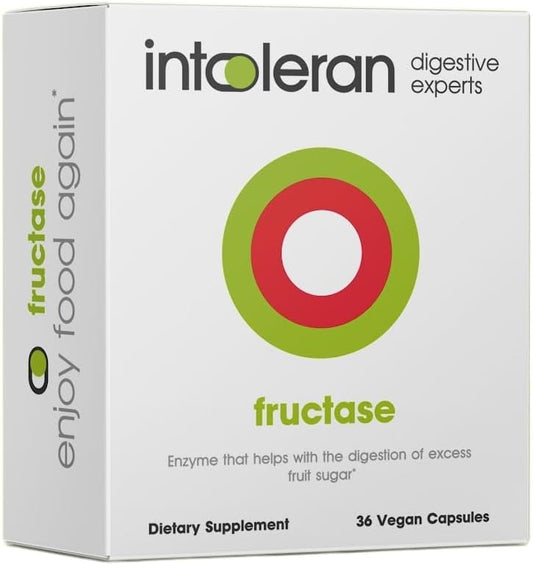 Fructase Digestive Enzymes - 36 Capsules | Supplement for Fructose Intolerance | Enzymes to Help Digest Sugary Foods & Drinks (Fruit Sugar) | Fast Acting | Pure and Vegan | Low FODMAP