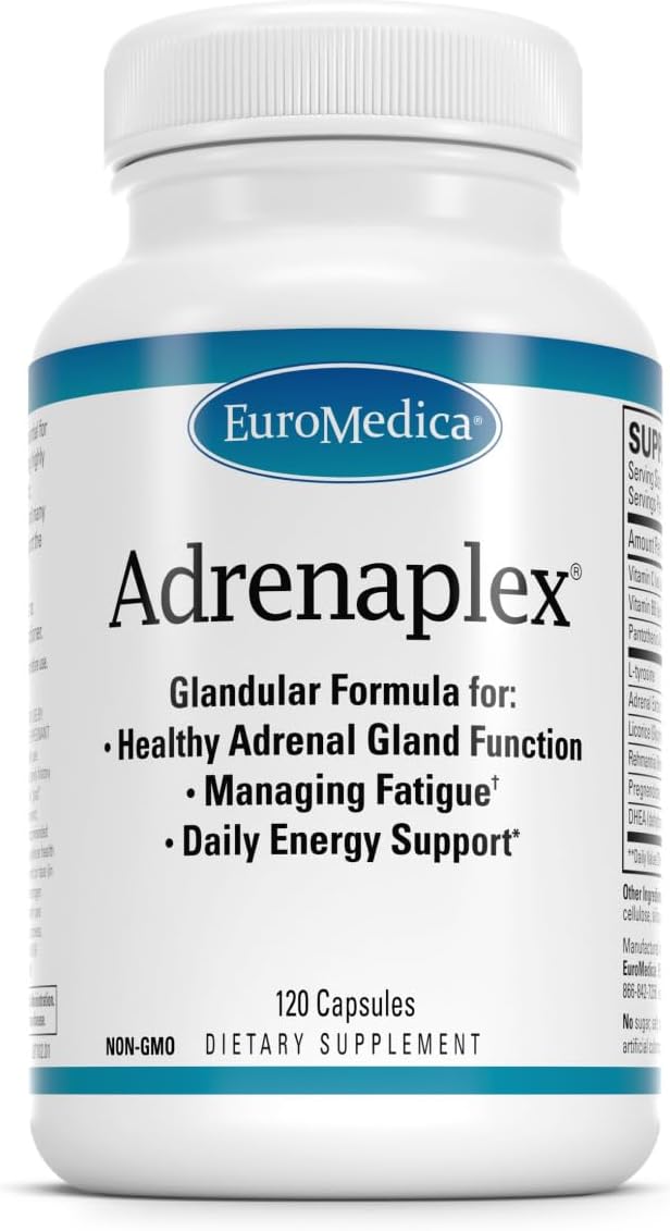 EuroMedica Adrenaplex - Adrenal Gland Function Supplement - Glandular Support with Vitamins C & B6 - Dietary Supplement to Support Healthy Adrenal Function - 120 Capsules
