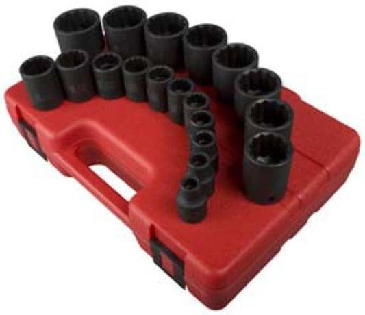 SUNEX TOOLS 2819 1\/2-Inch Drive 12-Point SAE Impact Socket Set, 19 Piece