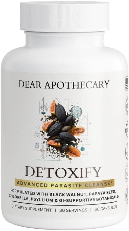 Detoxify Advanced Cleanse – Colon, Gut & Liver Support – Black Walnut, Papaya, Hyssop, Cape Aloe, Slippery Elm, Psyllium Husk, Inulin, Ginger, Chlorella – Herbal Detox – 60 Capsules