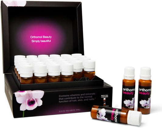 Orthomol Beauty Vial - Liquid Women's Beauty Supplement with Collagen Hydrolysate, Hyaluronic Acid, and Coenzyme Q10 for Hair, Skin, and Nail Health