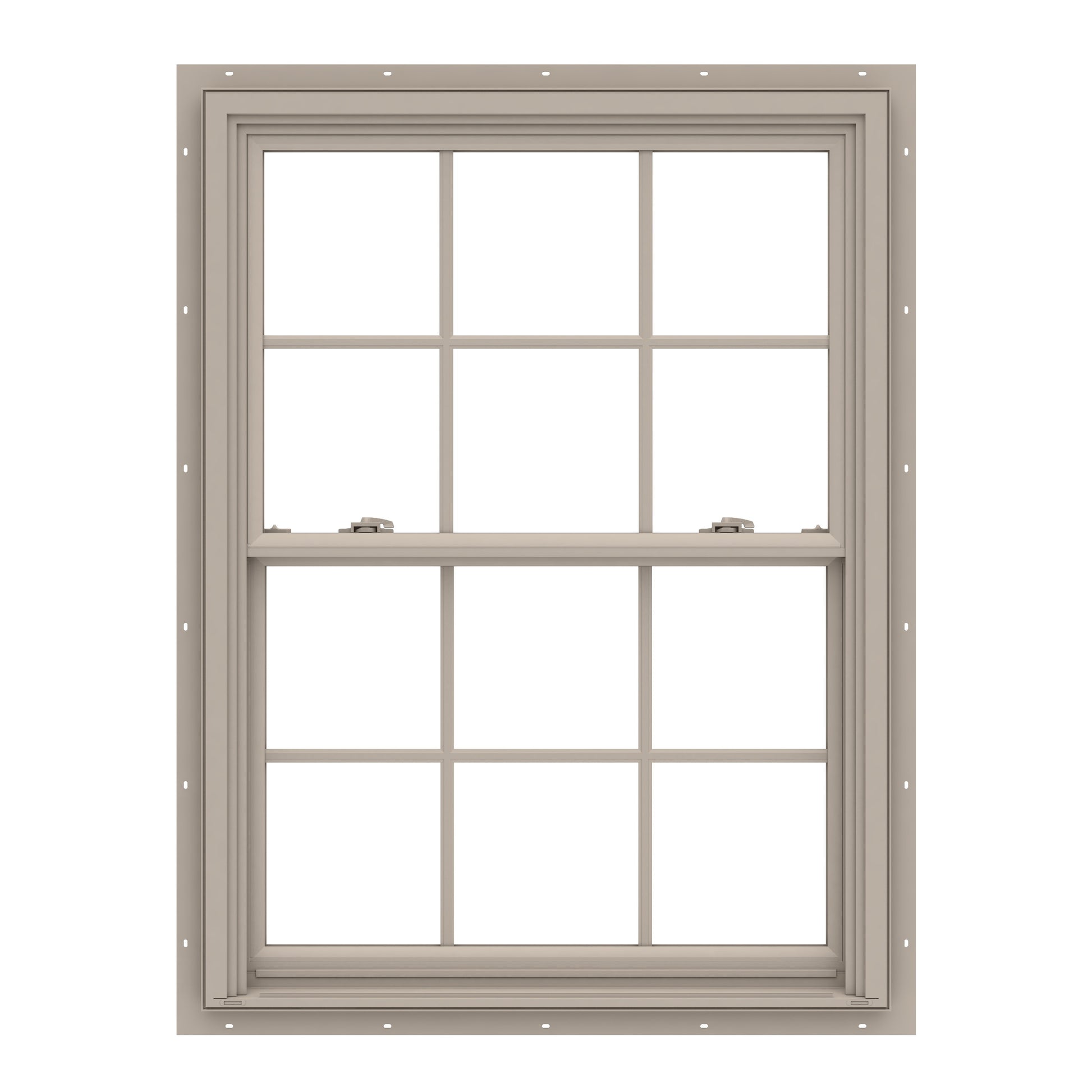 Pella 150 Series 35-1/2-in x 45-1/2-in Fossil Fossil Vinyl New construction Double Hung Window Low-E argon Double Pane Glass with Grids (Full Screen Included)