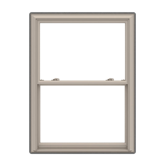 Pella 150 Series 29-1/2-in x 69-1/2-in Fossil Fossil Vinyl Replacement Double Hung Window Low-E argon Double Pane Glass (Full Screen Included)